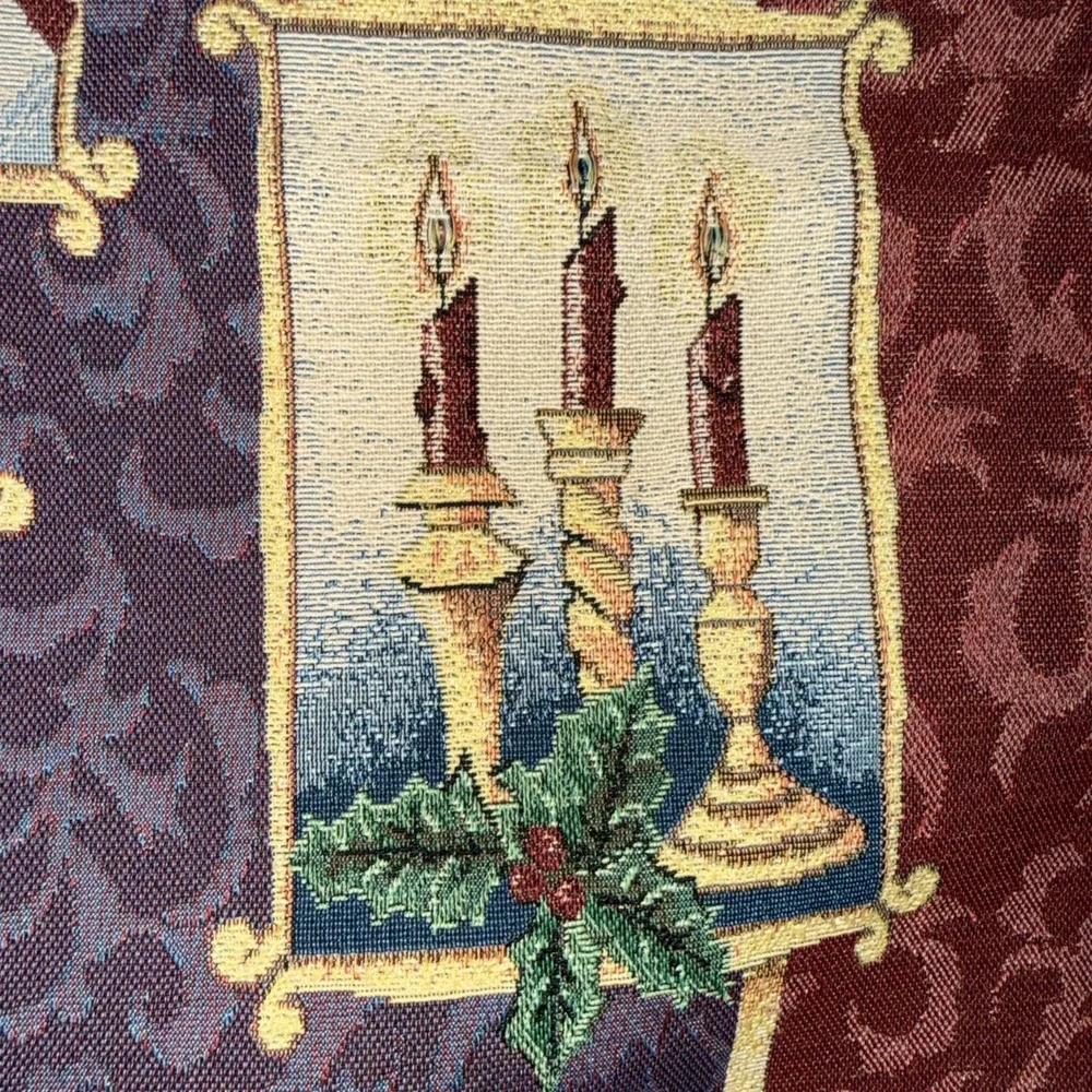 Fireside Christmas Wall Tapestry Red Cardinals Tree Country 36x25 NO LIGHTS Read